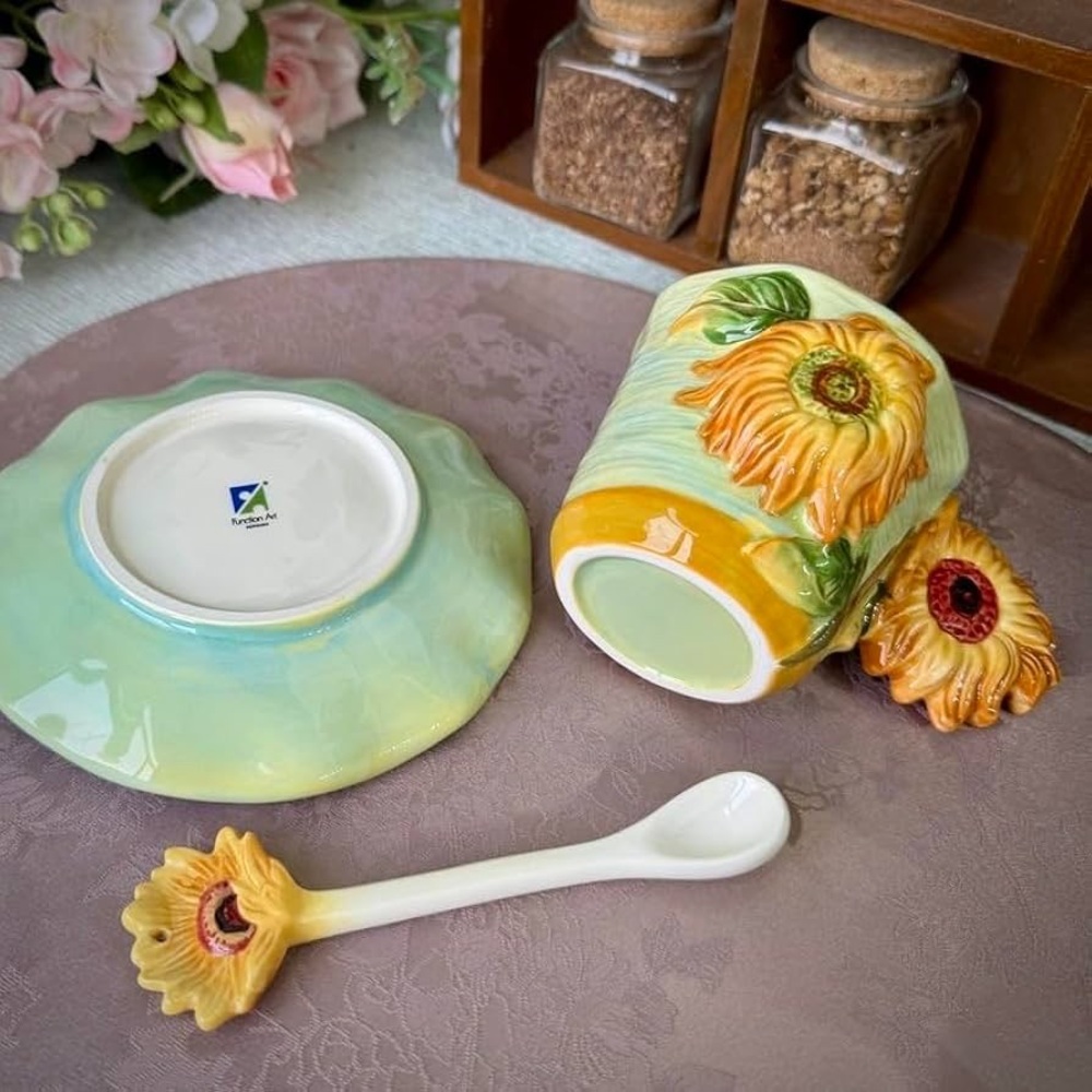 3pc Sunflower Mug/saucer/spoon set - Picture 8 of 11
